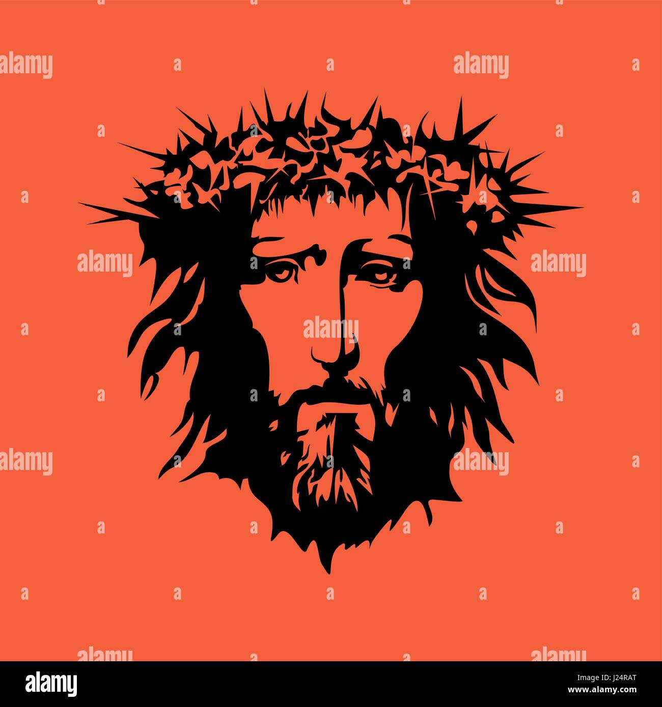 Christian print. Bible symbols. The Face of Jesus Christ Stock Vector ...