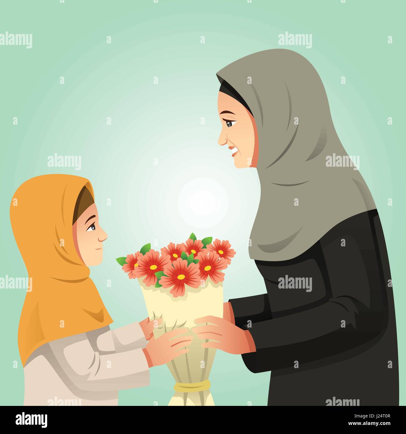 Girl Giving Flowers Stock Vector Images Alamy