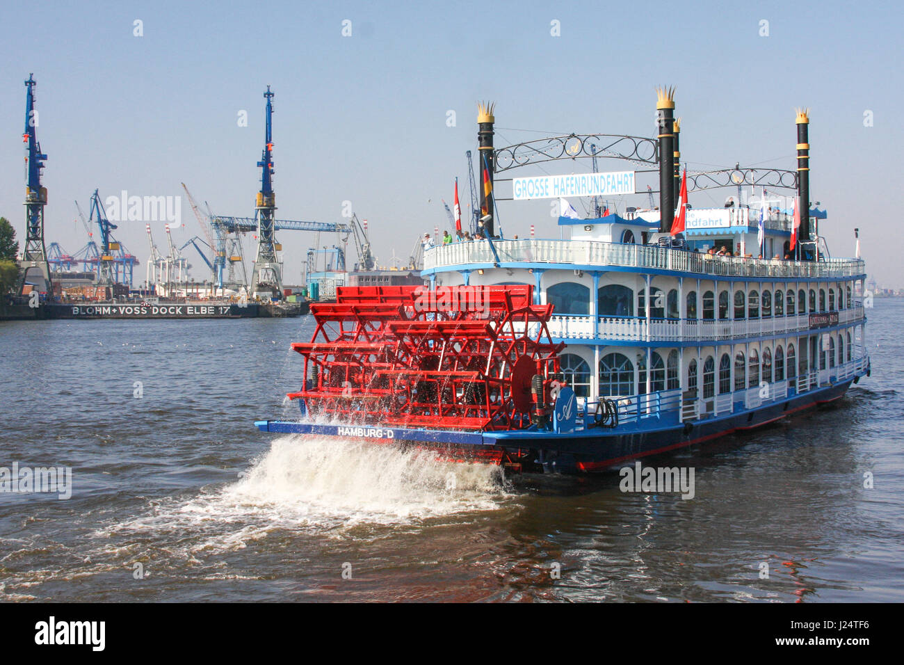 Old paddlewheel vessel in Elbe river, Hamburg, Germany Stock Photo Alamy