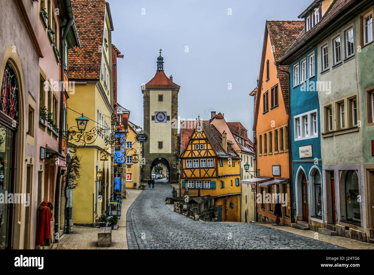 Famous Plonlein square in Rothenburg ob der Tauber, Germany Stock Photo