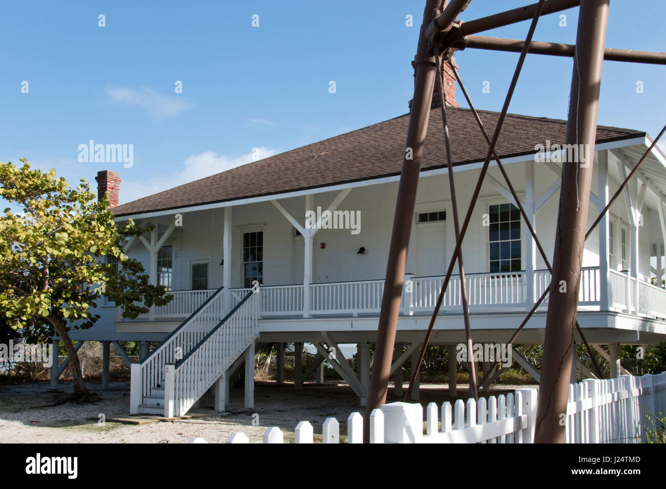 The lighthouse keepers house below the 98foot tall iron Sanibel Island