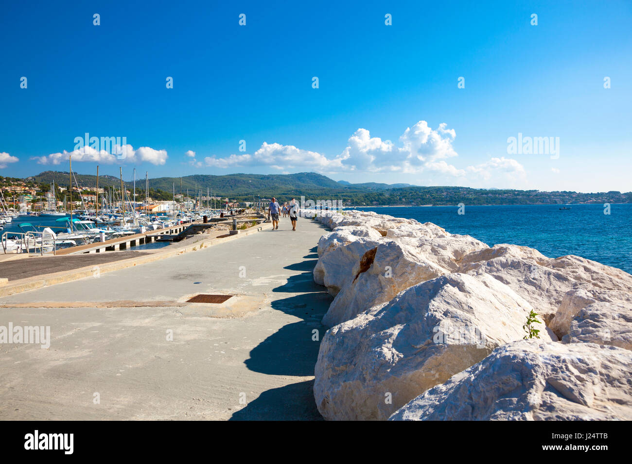 Seaside promenade and boat dock in Bandol, southern France Stock Photo