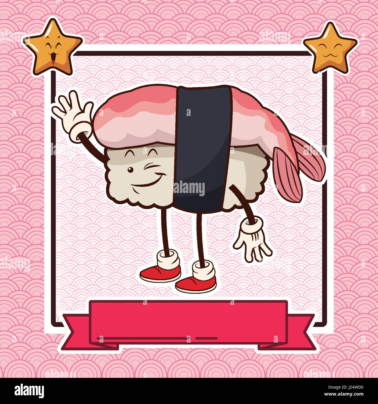 kawaii seafood sushi chinese food card banner Stock Vector Image & Art ...
