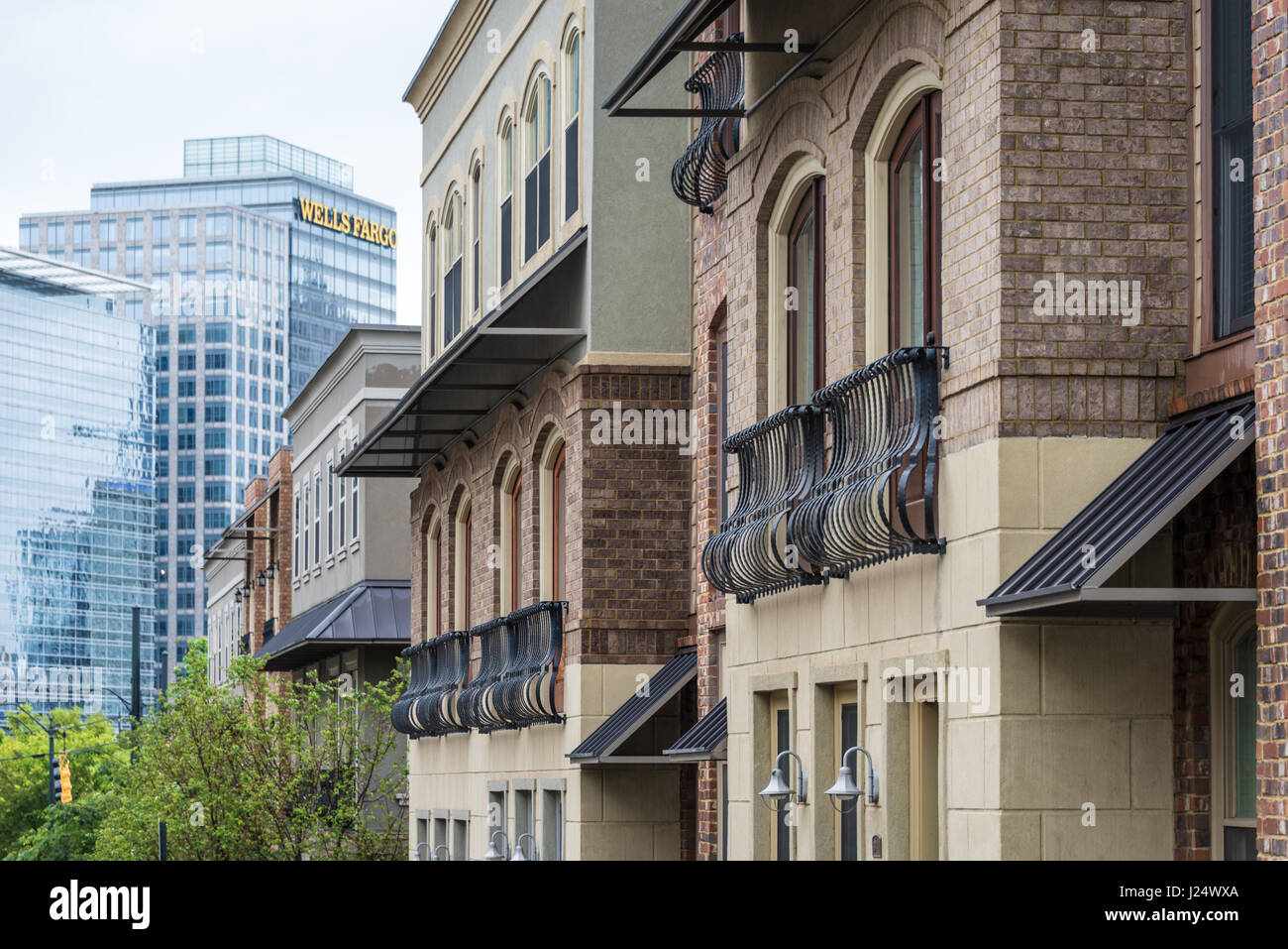 Residential and commercial buildings in the urban live/work/play community of Atlantic Station in Midtown Atlanta, Georgia, USA. Stock Photo