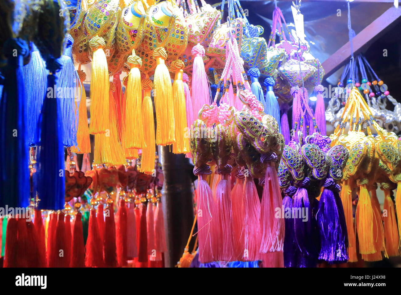 Traditional Chinese handicraft sold on Shangtang street in Suzhou China. Shangtang street preserves historical architecture. Stock Photo