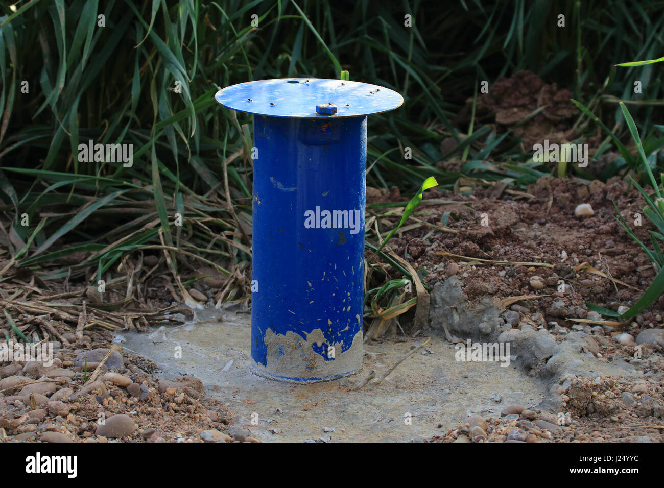 A Borehole Standpipe in field for groundwater monitoring Stock Photo