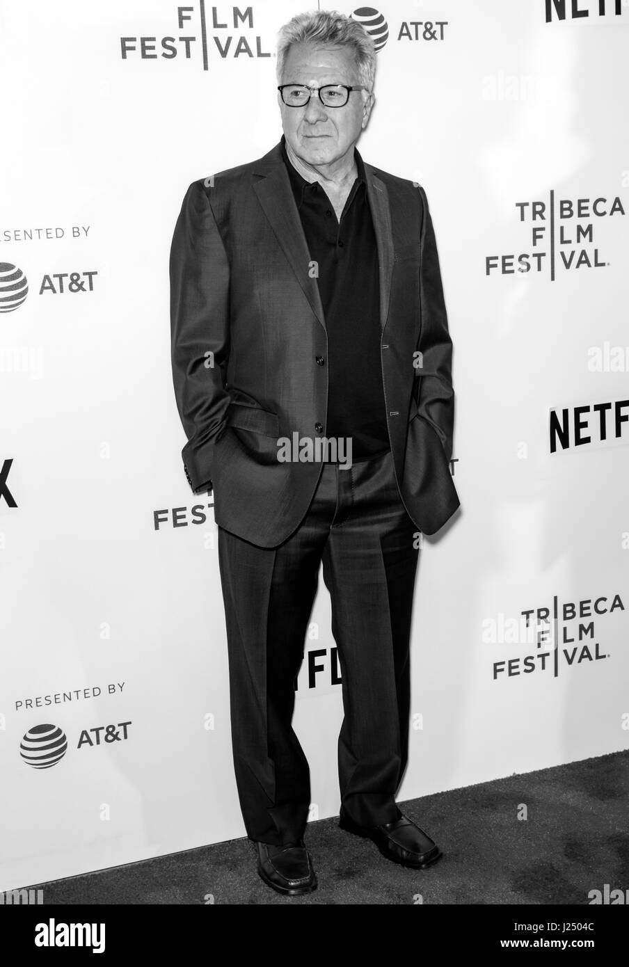 NEW YORK, NY - APRIL 24, 2017: Dustin Hoffman attends Tribeca Talks Director's Series with Noah Baumbach during the 2017 Tribeca Film Festival at BMCC Stock Photo