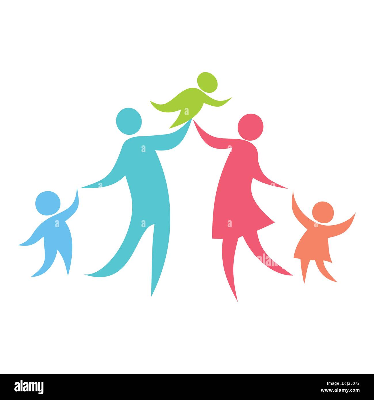 A happy Christian family based on love for each other and God Stock Vector