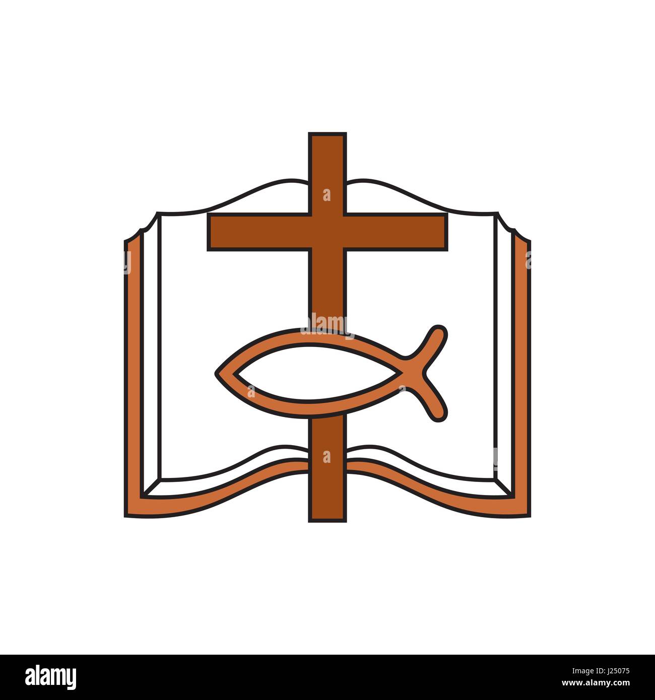 Logo of the church. Cross of Jesus, the Bible and Christian fish Stock  Vector Image & Art - Alamy