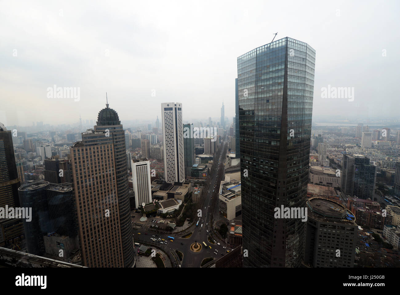 Skyline of Nanjing's Xinjieku district in the city's center. Stock Photo