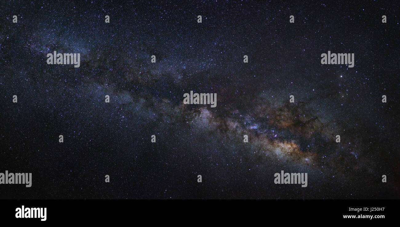 Panorama Milky way galaxy with stars and space dust in the universe ...