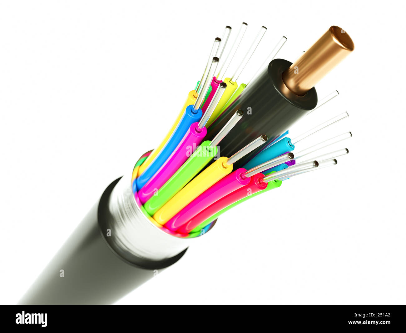 Fiber optical cable detail - 3D Rendering Stock Photo