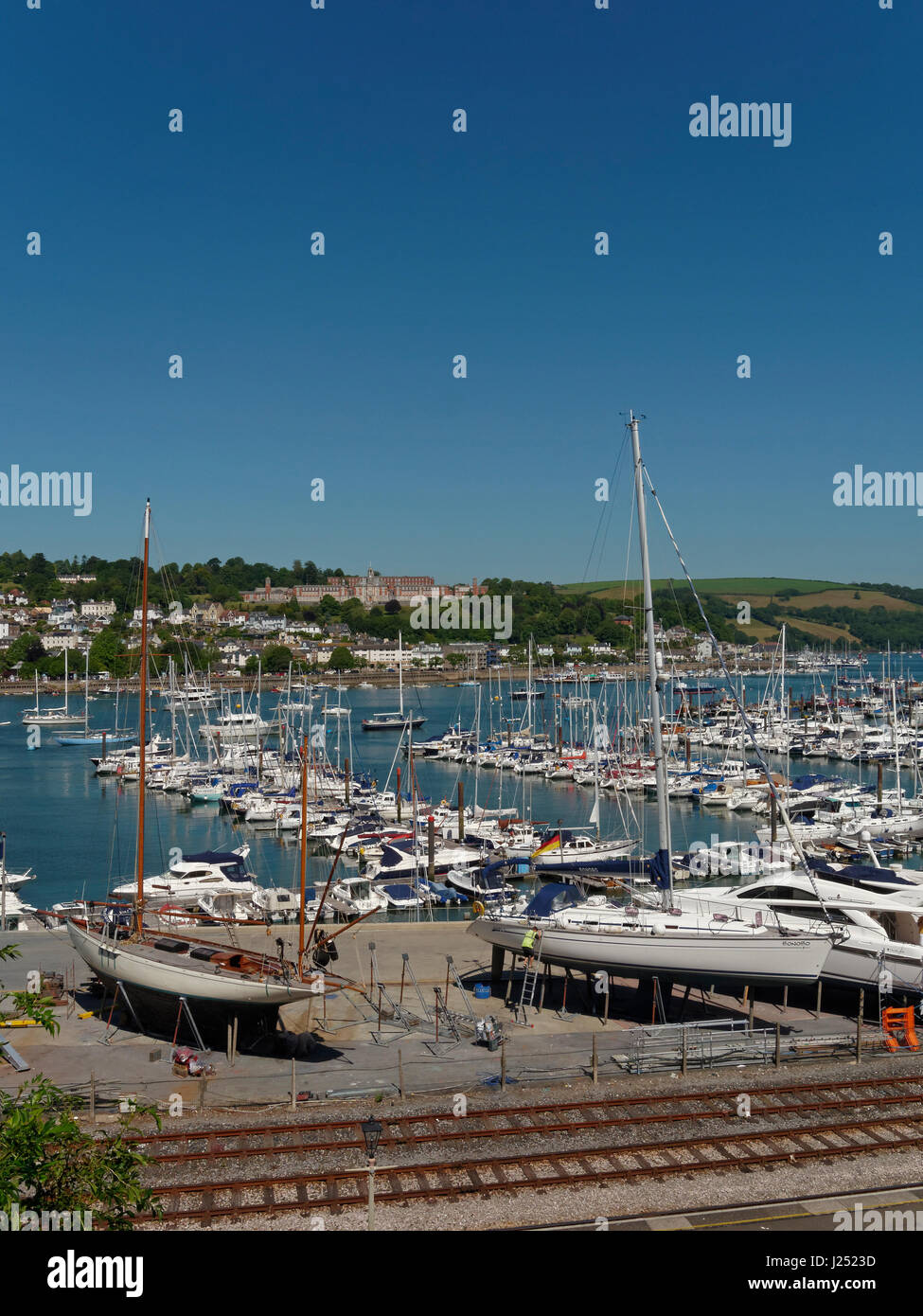 Kingwear Marina on The River Dart, with Dartmouth beyond, Devon, England, UK Stock Photo