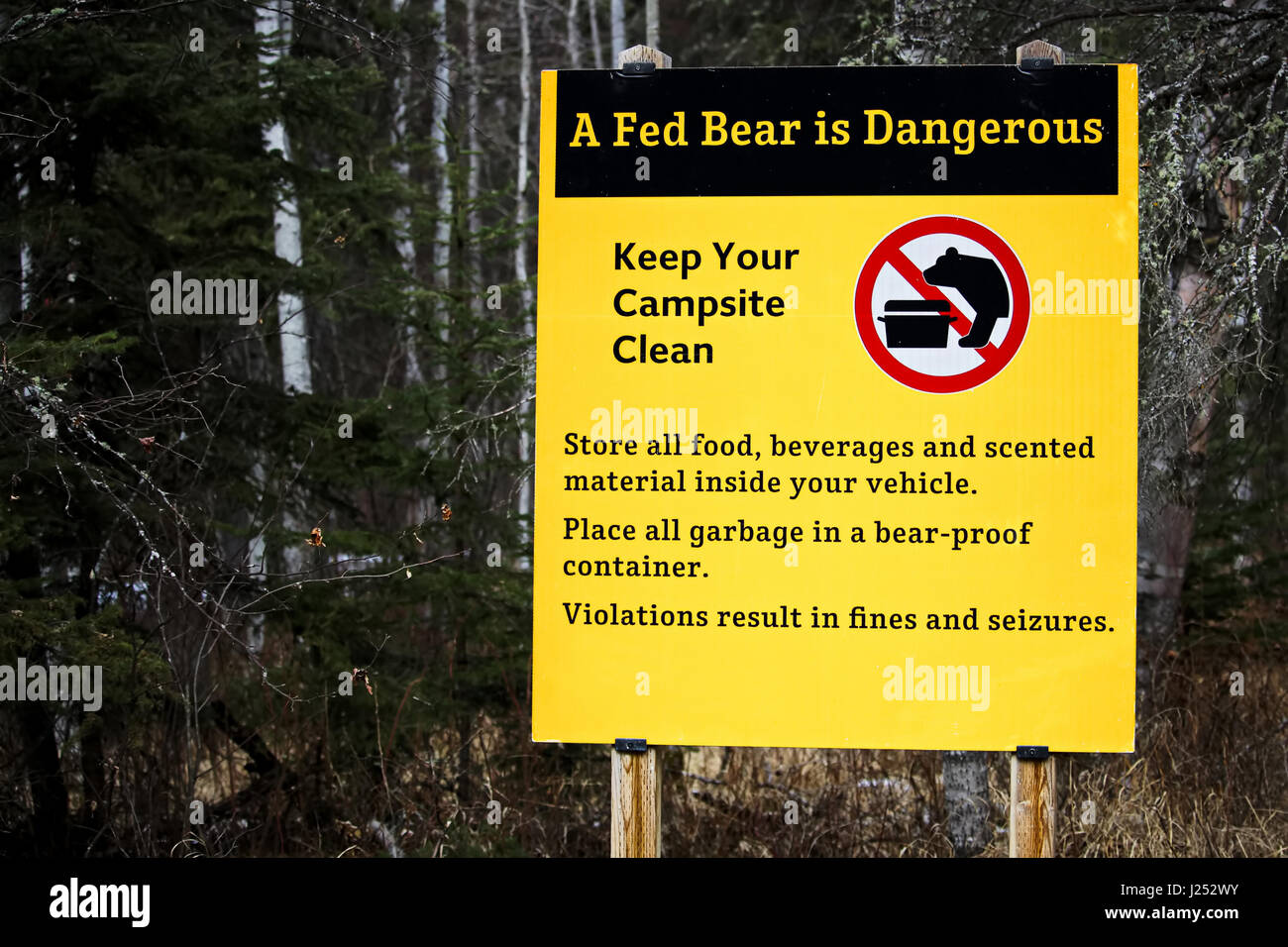A Fed Bear is a Dangerous Bear sign. Stock Photo