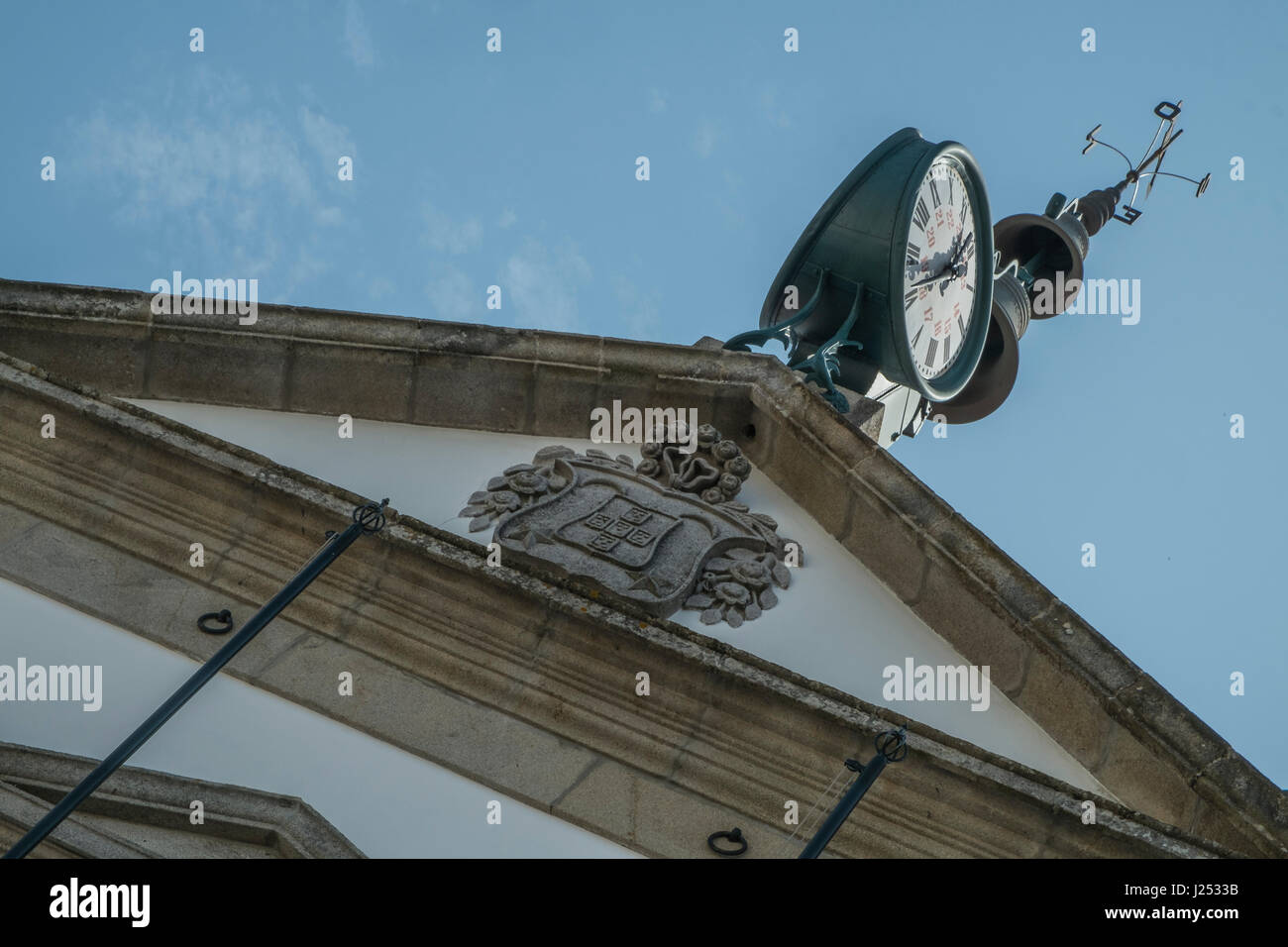 Tower clock in a portuguese building Stock Photo Alamy