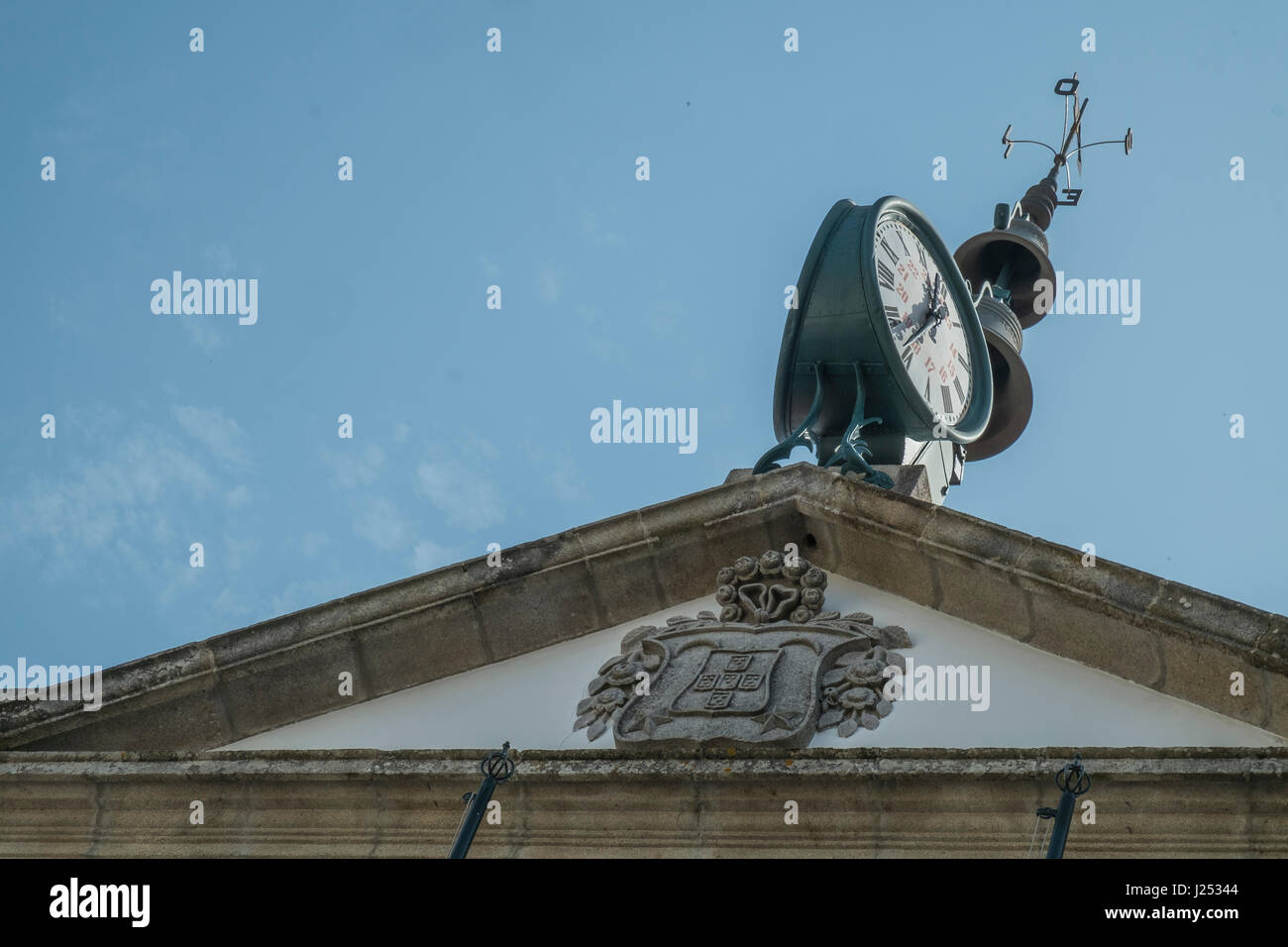 Tower clock in a portuguese building Stock Photo Alamy