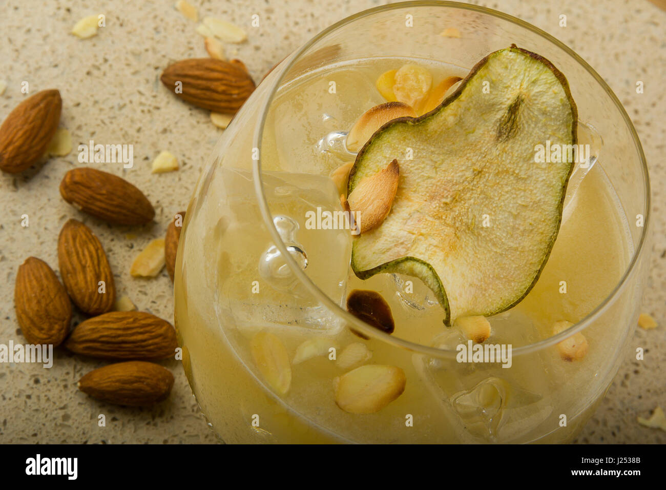 Tequila shaken with pear juice, agave, fresh lime and almond. Served in