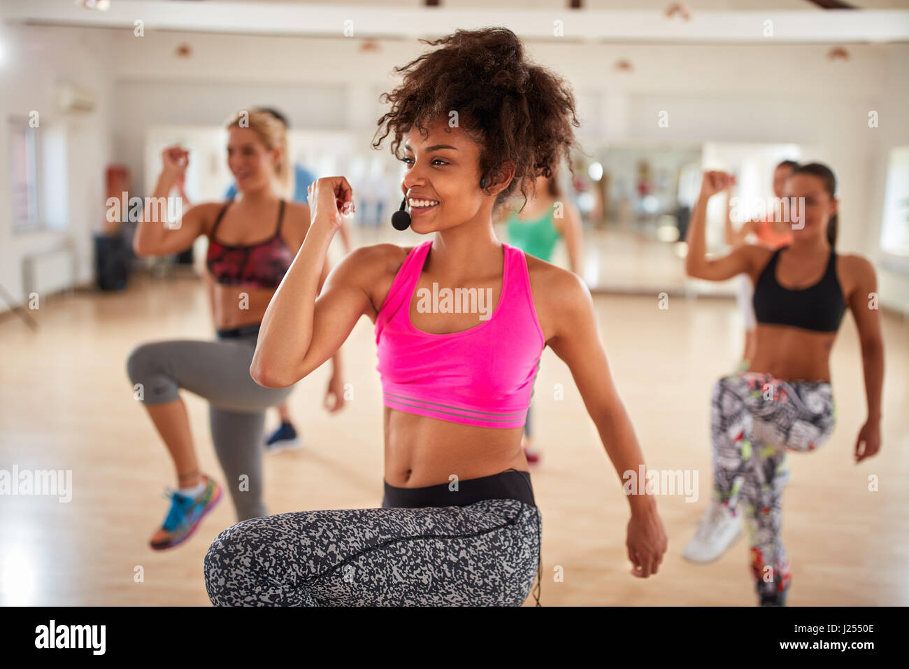 Attractive Afro-American girl on fitness training Stock Photo
