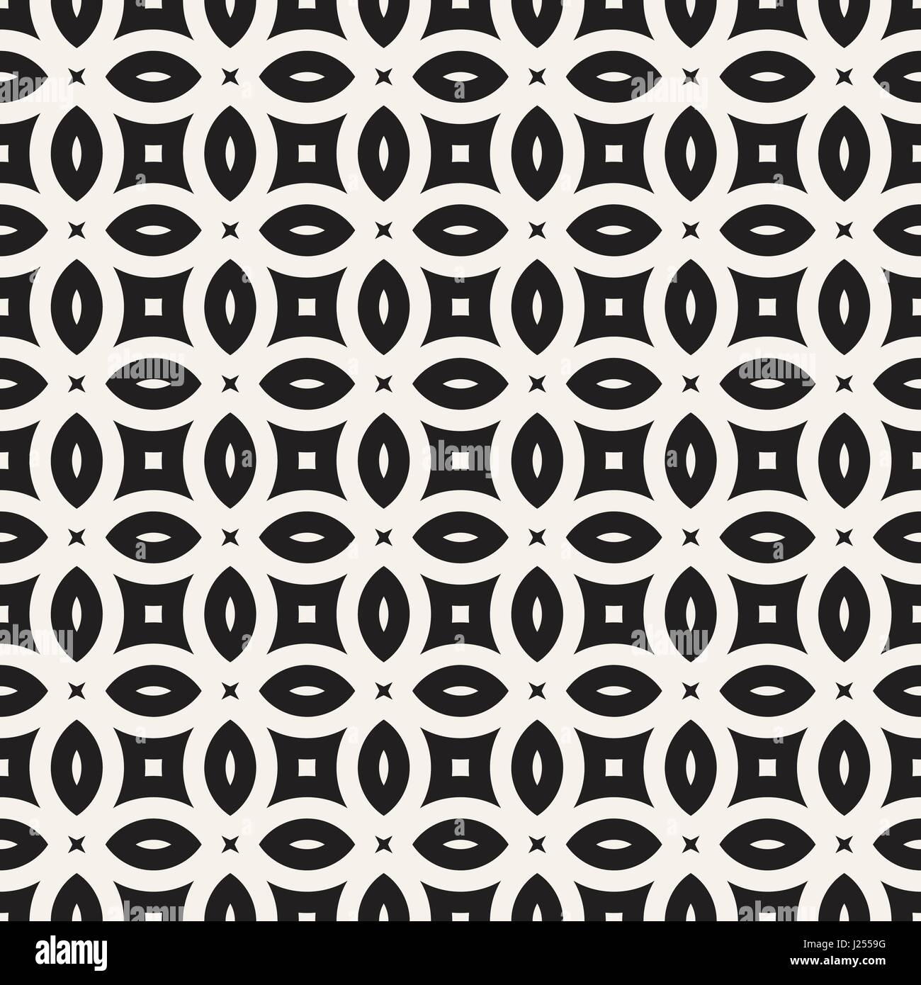 Vector Seamless Black And White Geometric Rounded Lines Pattern ...