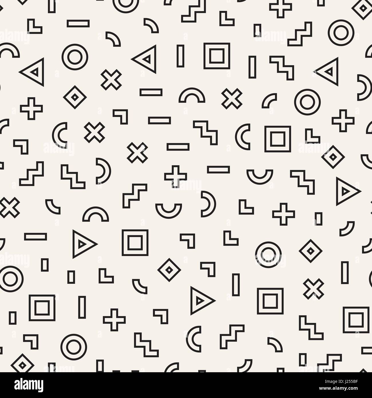 Scattered Geometric Simple Shapes. Inspired by Memphis Style. Abstract ...