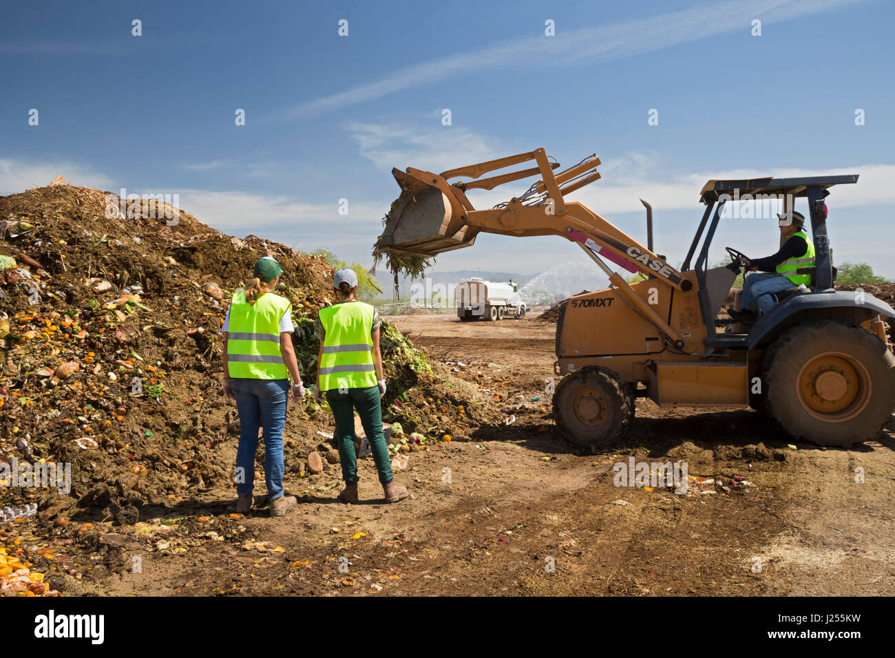 Tucson, Arizona - The Compost Cats, a University of Arizona student organization, composts food waste from the city of Tucson, diverting it from landf Stock Photo