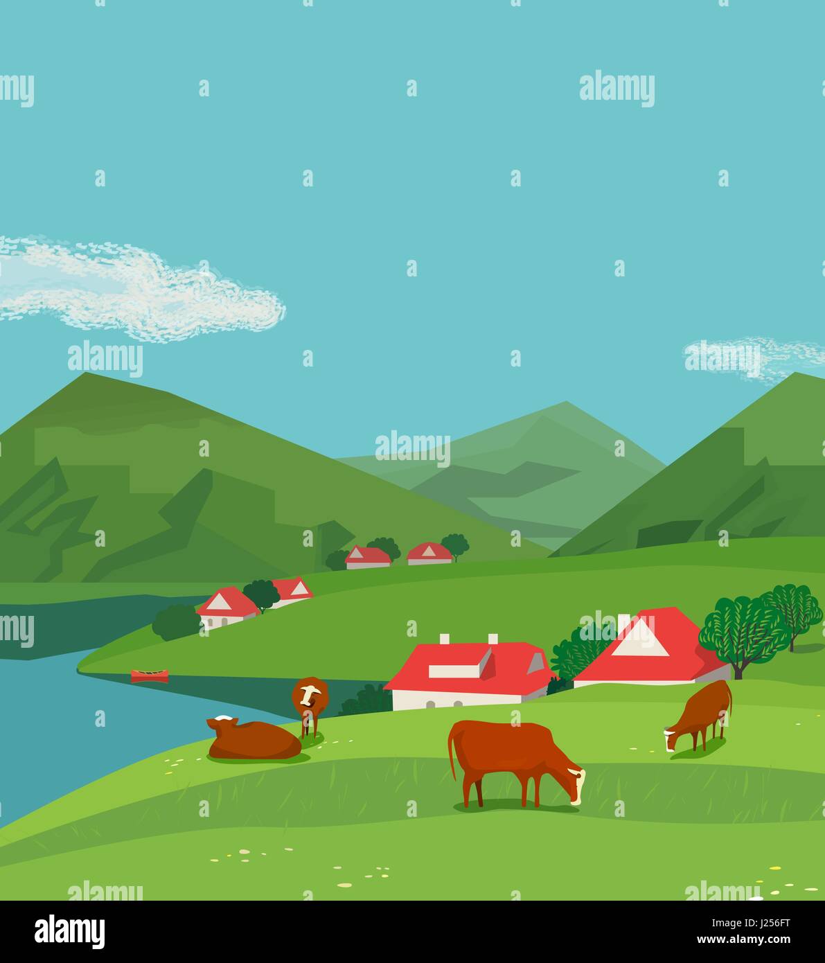 Bull in landscape Stock Vector Images - Alamy