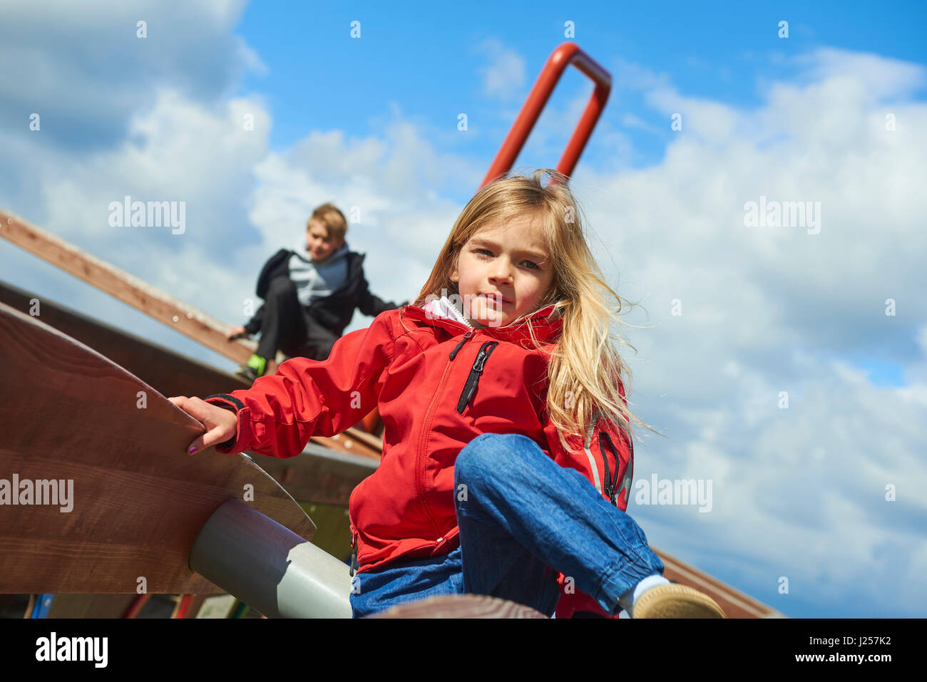 Happy Children Playing at Playground Stock Photo - Alamy