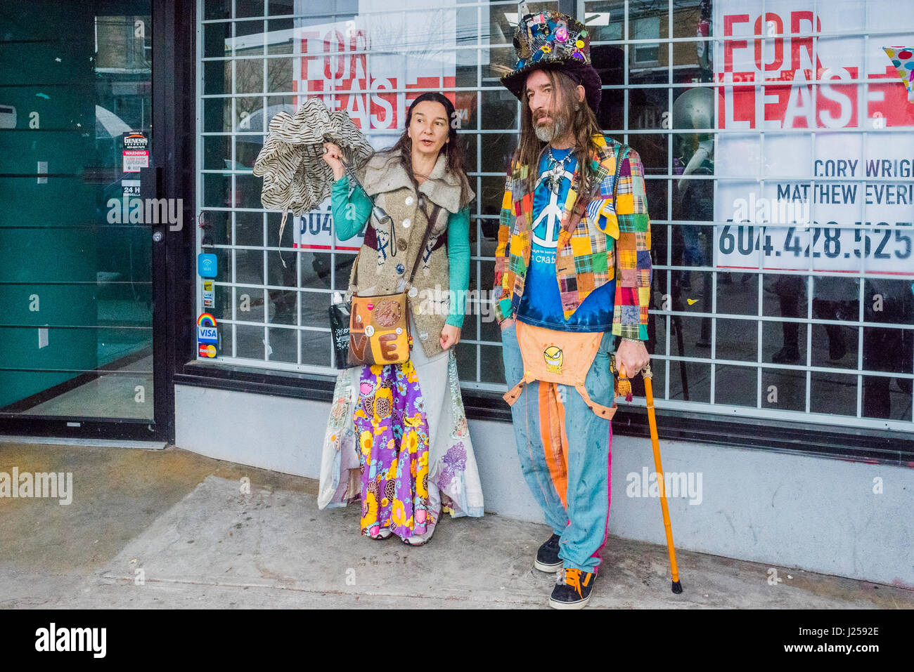 Couple dressed in Hippie gar, Stock Photo