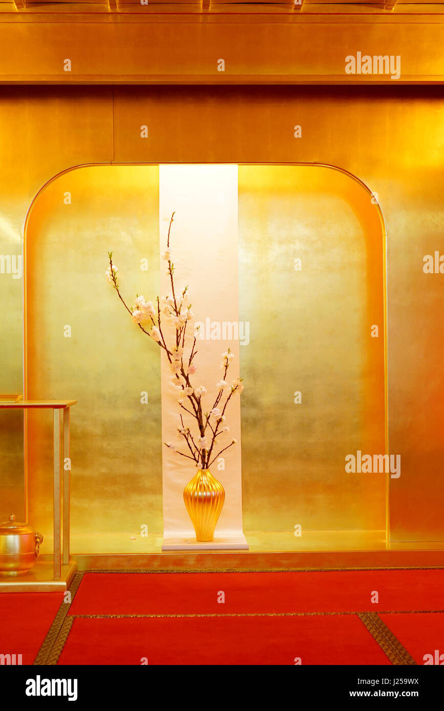 Japanese Tea Ceremony Golden Gest Room Stock Photo