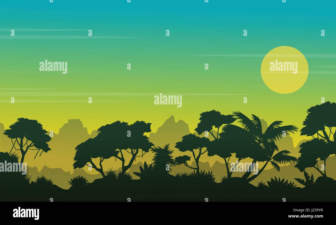 Beauty forest landscape with silhouette style Stock Vector Image & Art ...