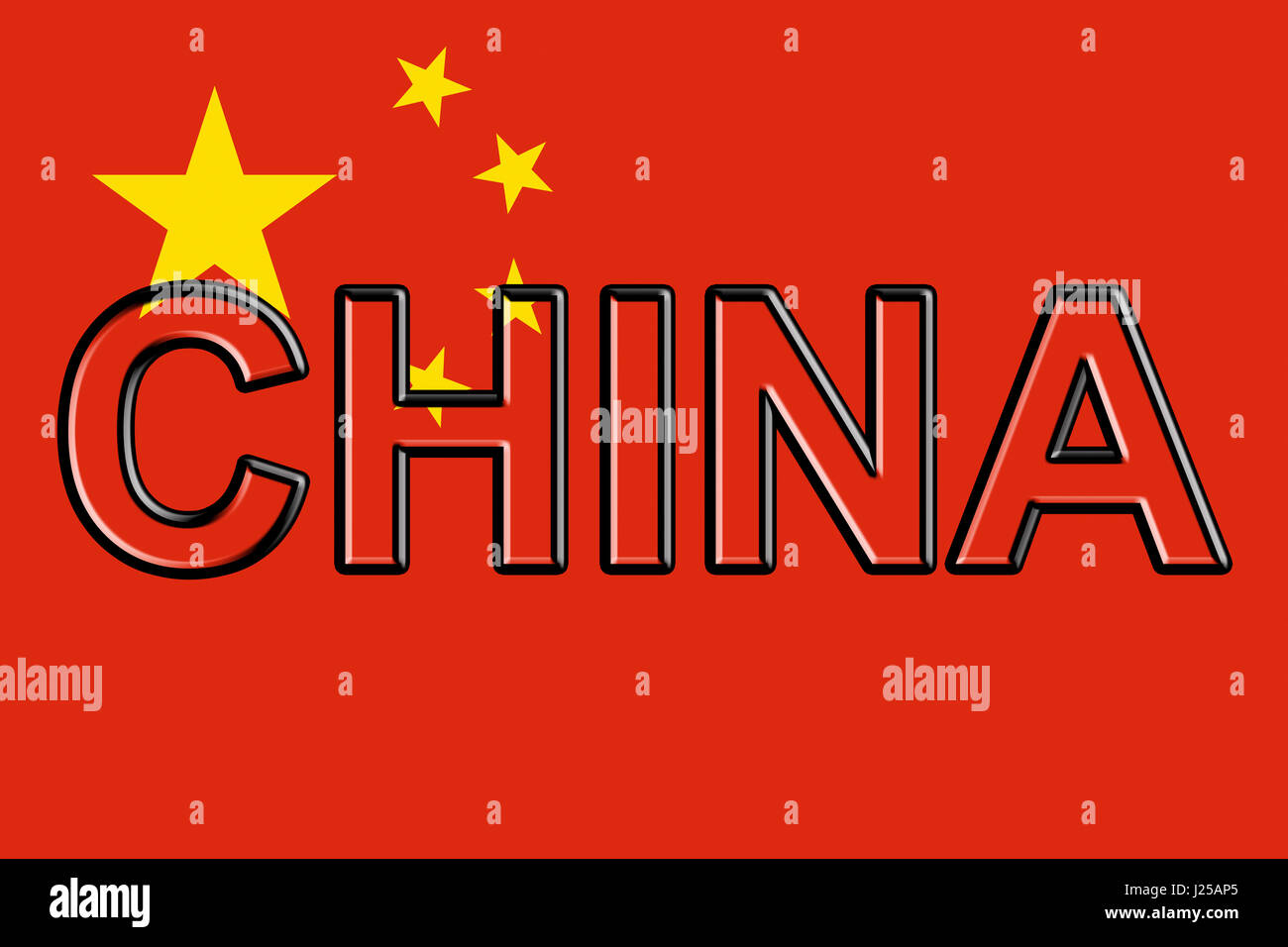 Illustration of the flag of China with the country written on the flag