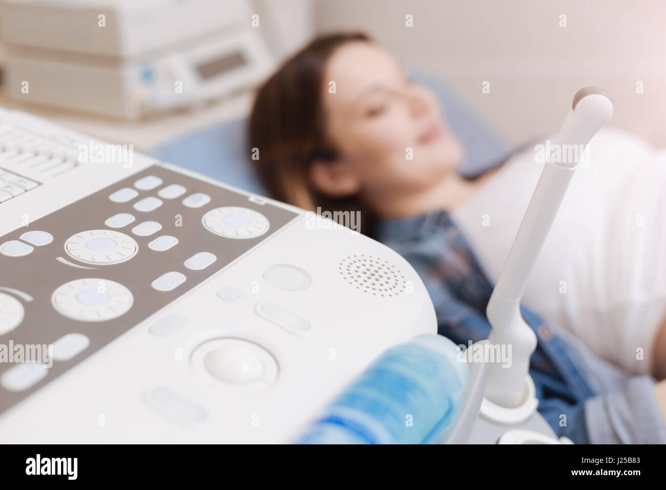 Professional ultrasound machine located in the sonography Stock