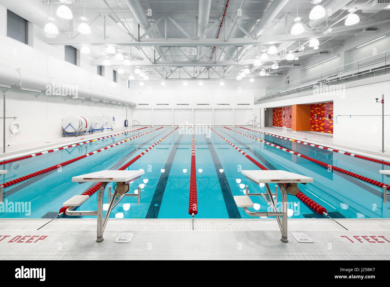 Interior view of the competition-sized six-lane swimming pool. Convent ...