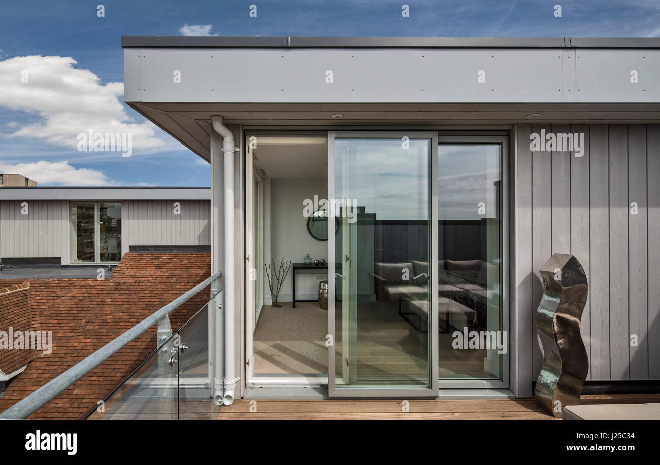 Penthouse roof terrace. Angels Courtyard Apartments, Colchester, United ... - Penthouse Apartment With Rooftop Courtyard Design