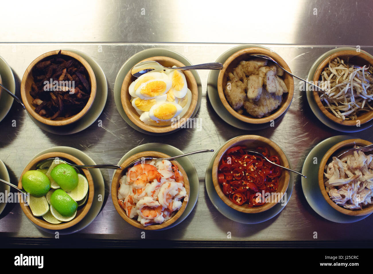 From above shot of different food Stock Photo