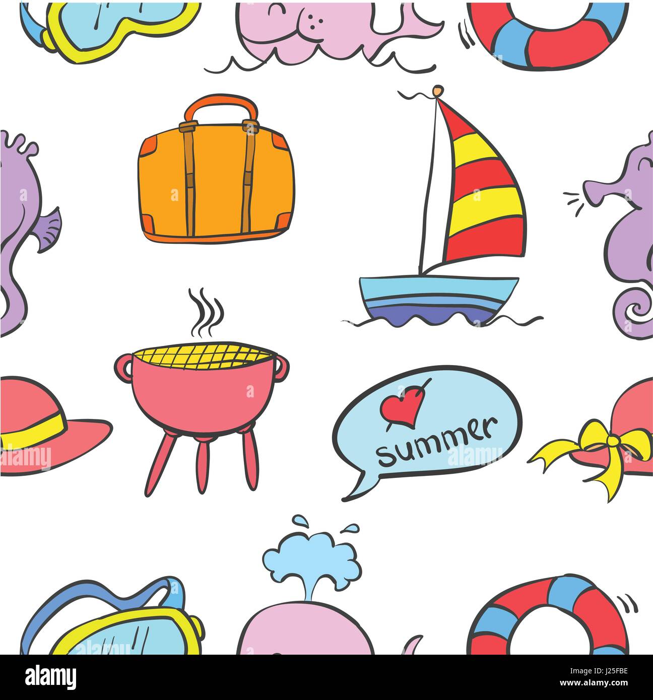 Doodle of element summer holiday Stock Vector Image & Art - Alamy