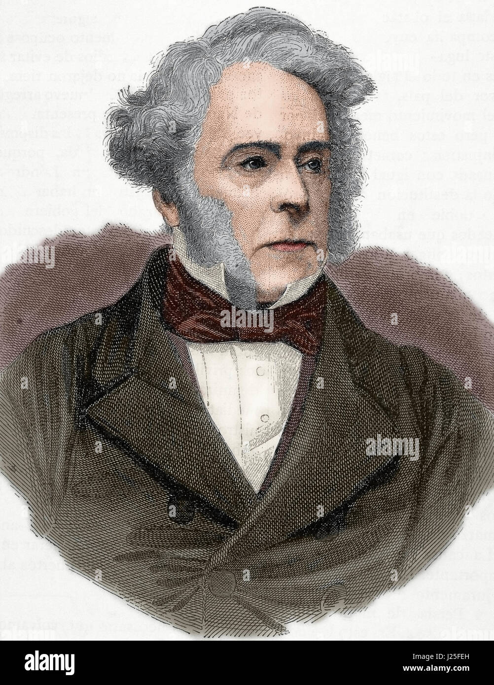 Henry John Temple, 3rd Viscount Palmerston (1784-1865). British statesman. He served twice as Prime Minister of the United Kingdom. Portrait. Engraving. Colored. Stock Photo