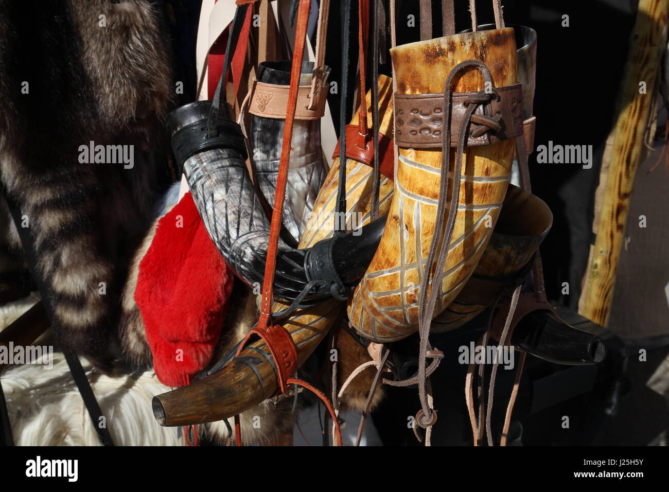 People in costume and items for sale at a medieval fair Stock Photo - Alamy