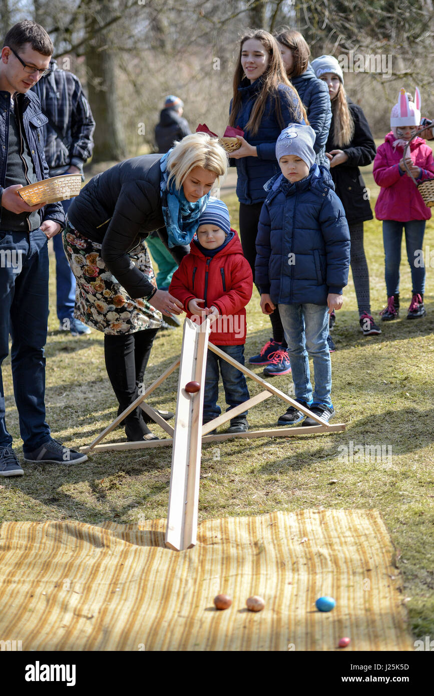Dole Latvia March 27 16 Easter Holidays Egg Rolling Competitions Stock Photo Alamy