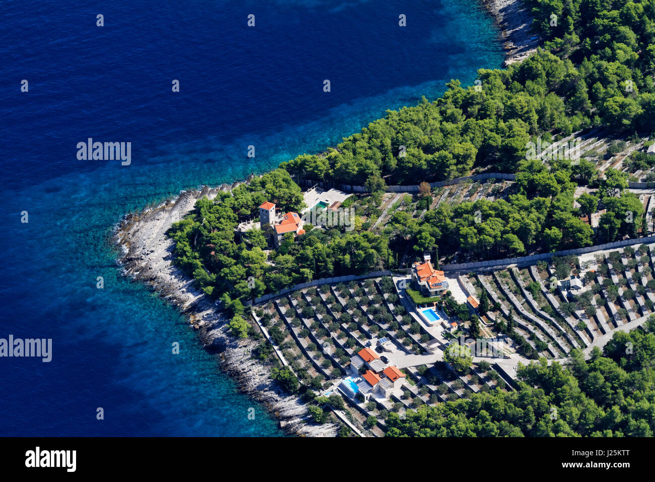 Aerial view of Hvar island in Adriatic Sea, Croatia Stock Photo - Alamy