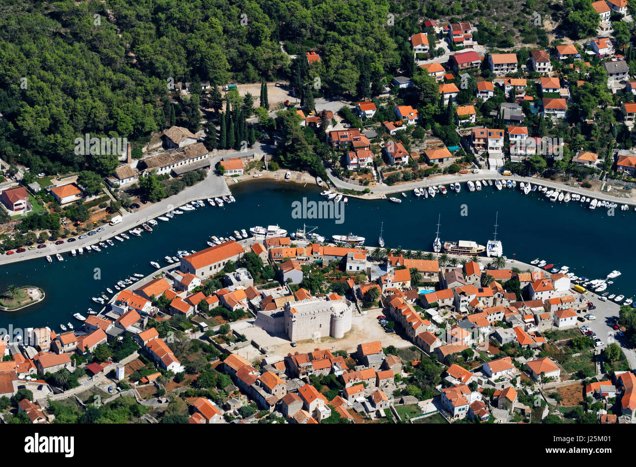 Aerial scene of Vrboska town on Hvar island, Croatia Stock Photo - Alamy