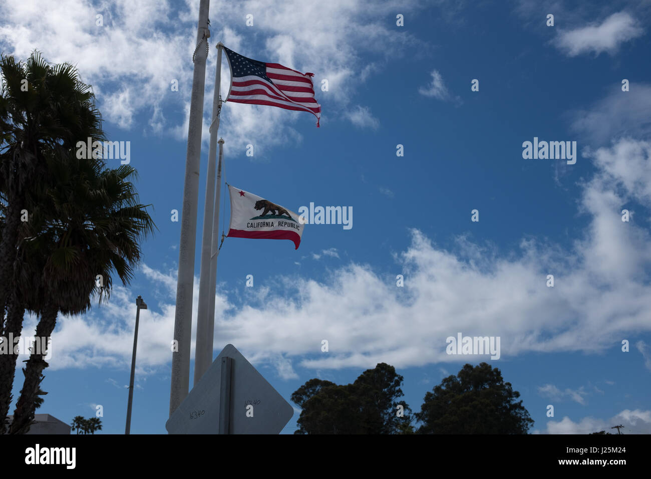 Stars and stripes and California state flags Stock Photo Alamy