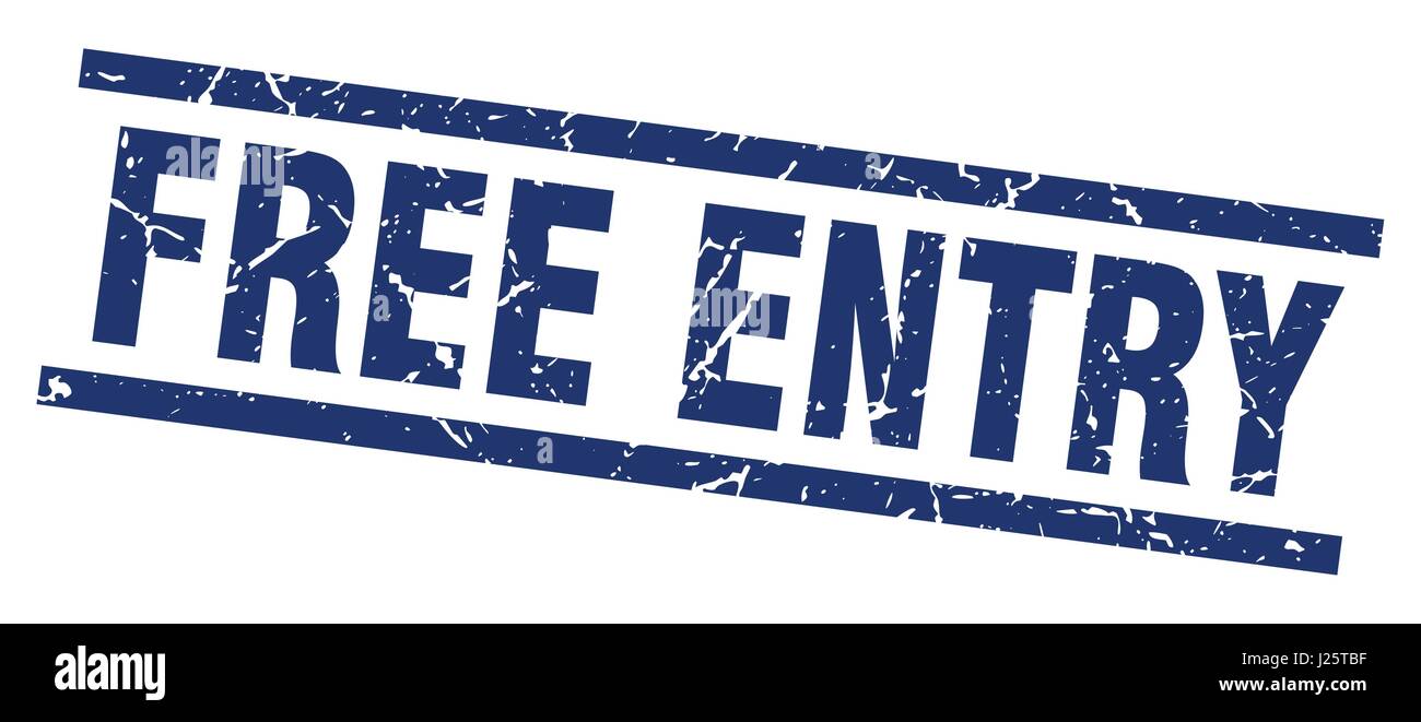 square grunge blue free entry stamp Stock Vector