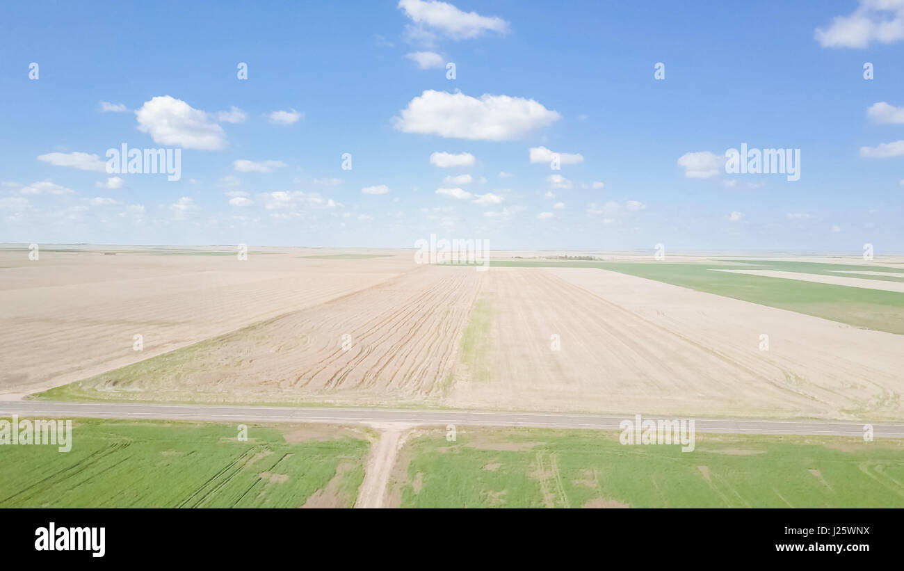 Aerial view of farmlands on Eastern Plains in the Spring Stock Photo ...