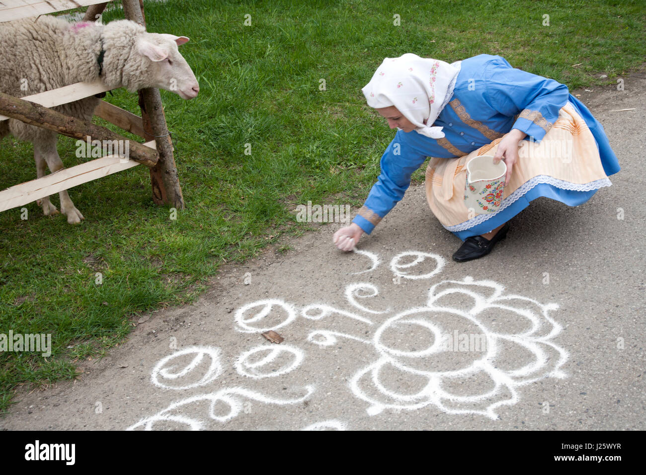 Spring Motiff Drawing traditional spring motiff with chalk Stock Photo - Alamy