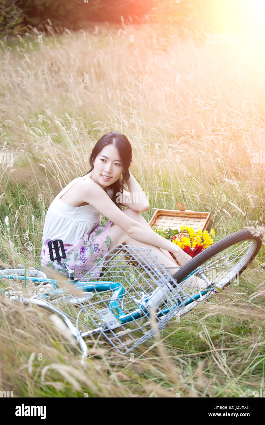 A portrait of a beautiful asian woman outdoor Stock Photo - Alamy
