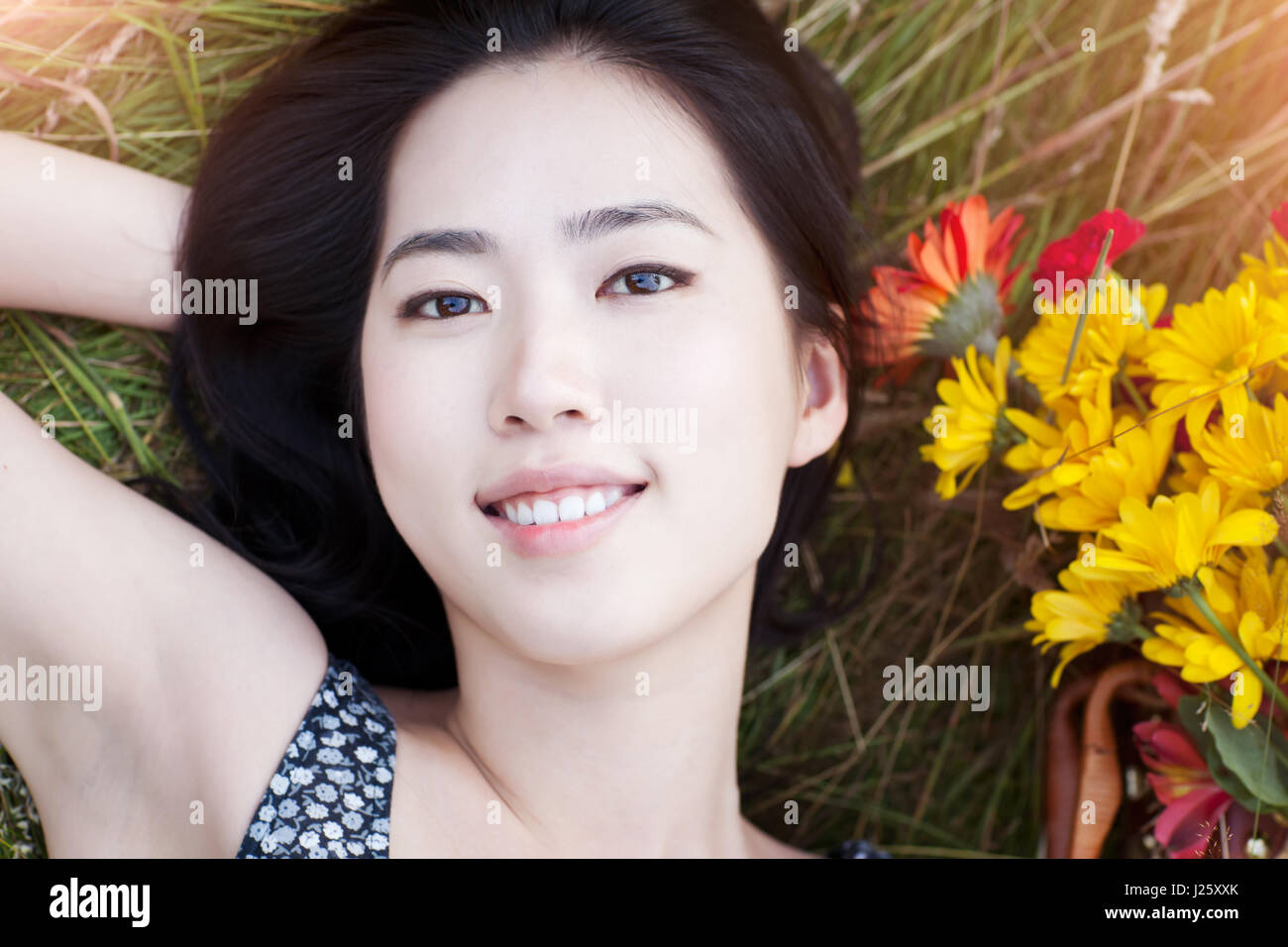 A portrait of a beautiful asian woman outdoor Stock Photo - Alamy