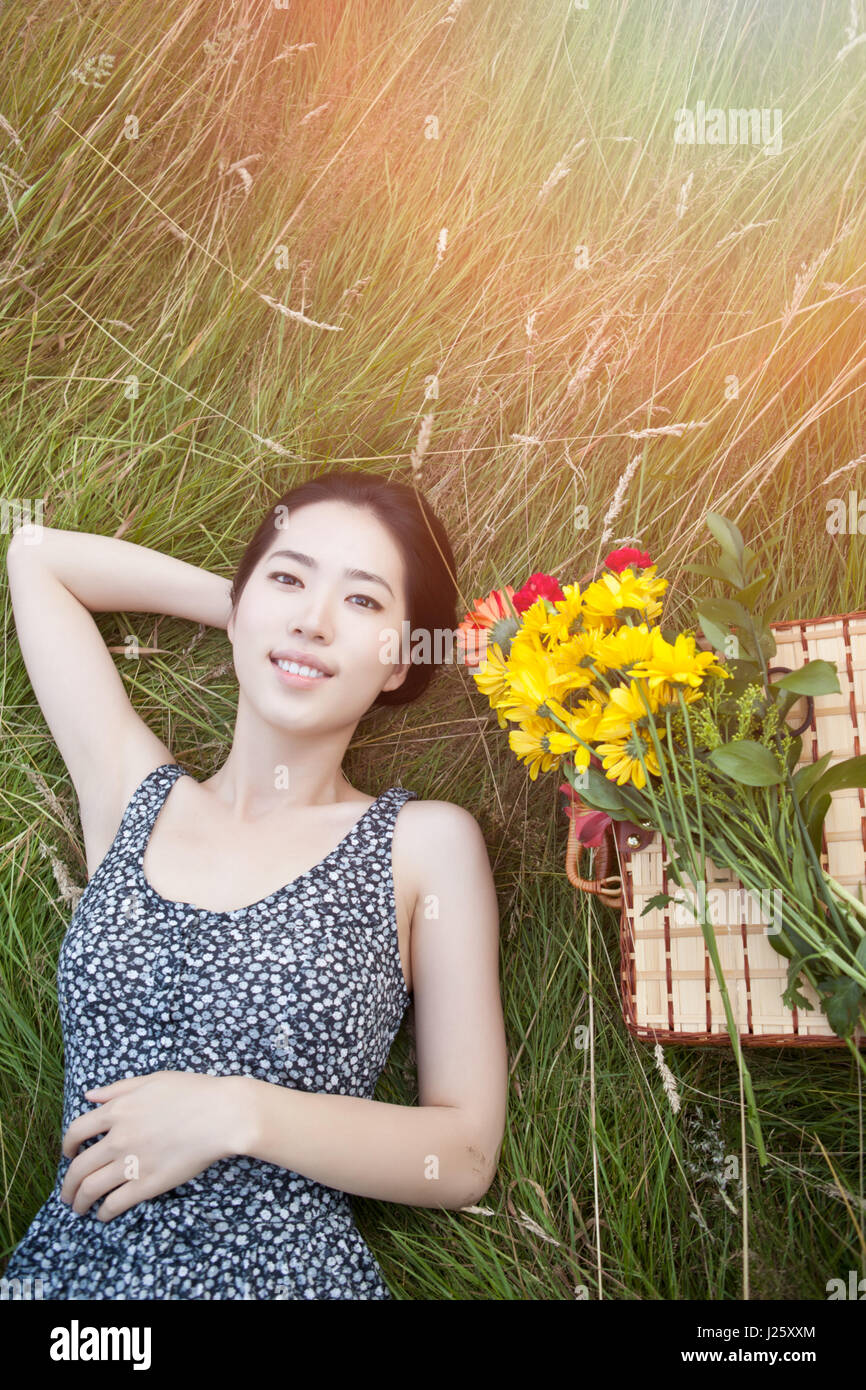 A portrait of a beautiful asian woman outdoor Stock Photo - Alamy