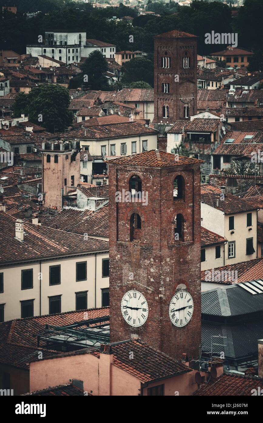 Lucca clock tower viewed from above in Italy Stock Photo Alamy