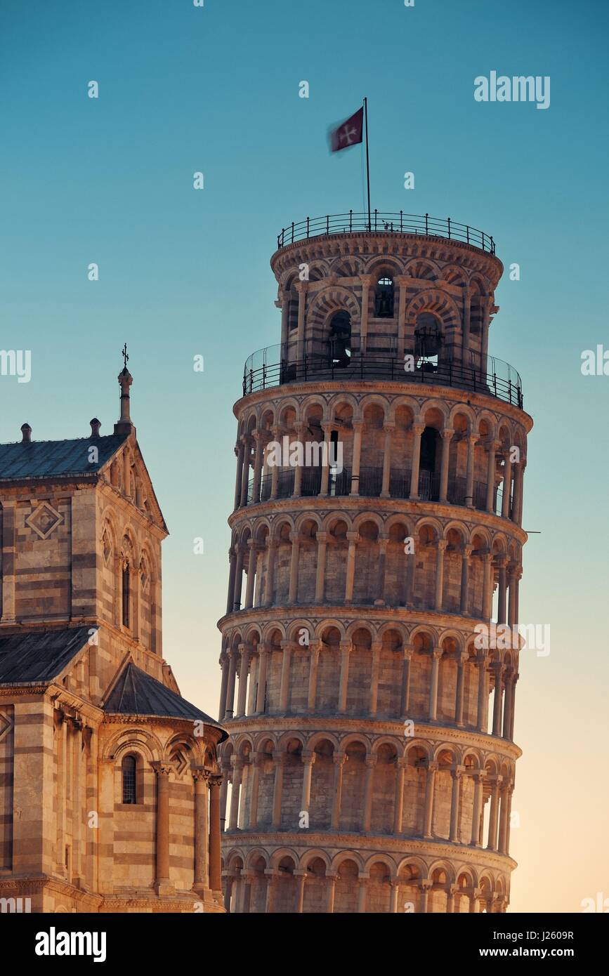 Leaning tower in Pisa, Italy as the worldwide known landmark. Stock Photo